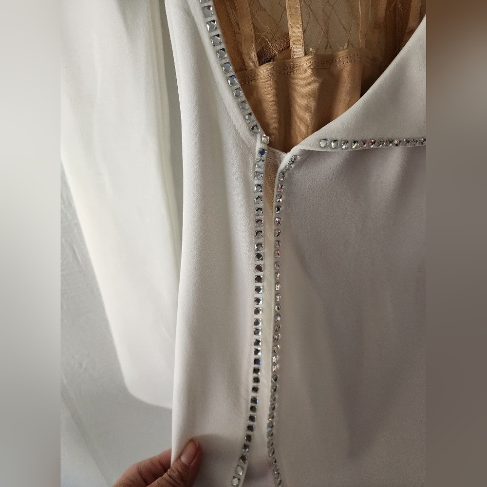 Fashion Nova NWT Foreign Affairs White Maxi Dress w/ Nude Bodice - Picture 8 of 9
